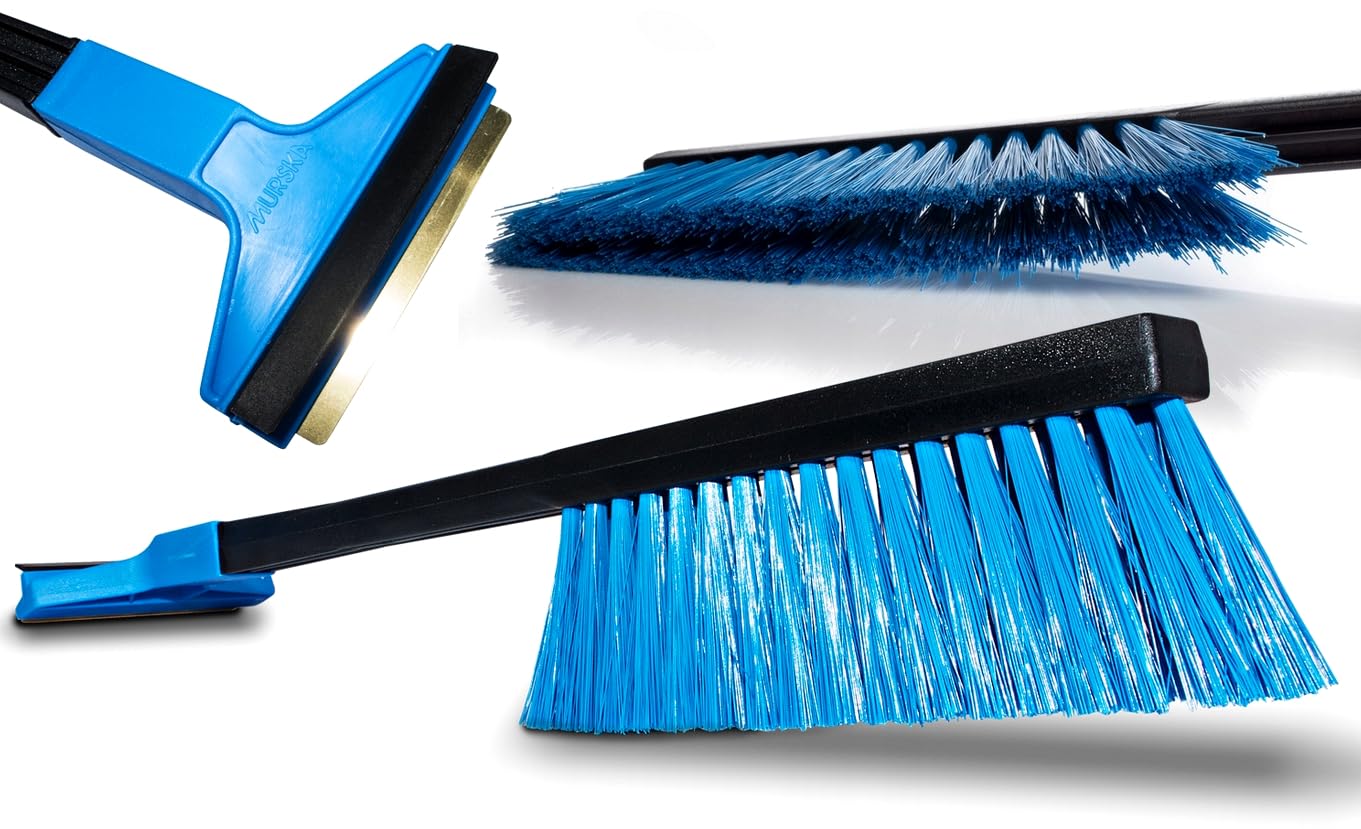 MURSKA ICE SCRAPER WITH BRUSH - Car Windscreen Ice Scraper & Brush - Frost Snow Window De-Icer for Car, Van (42 cm - 16" + Brush)