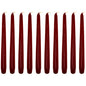 Tapered Dinner Candles, Pack of 10, Unscented, Long Burning Time, 24 cm / 19.45" (Burgundy, Varnished)