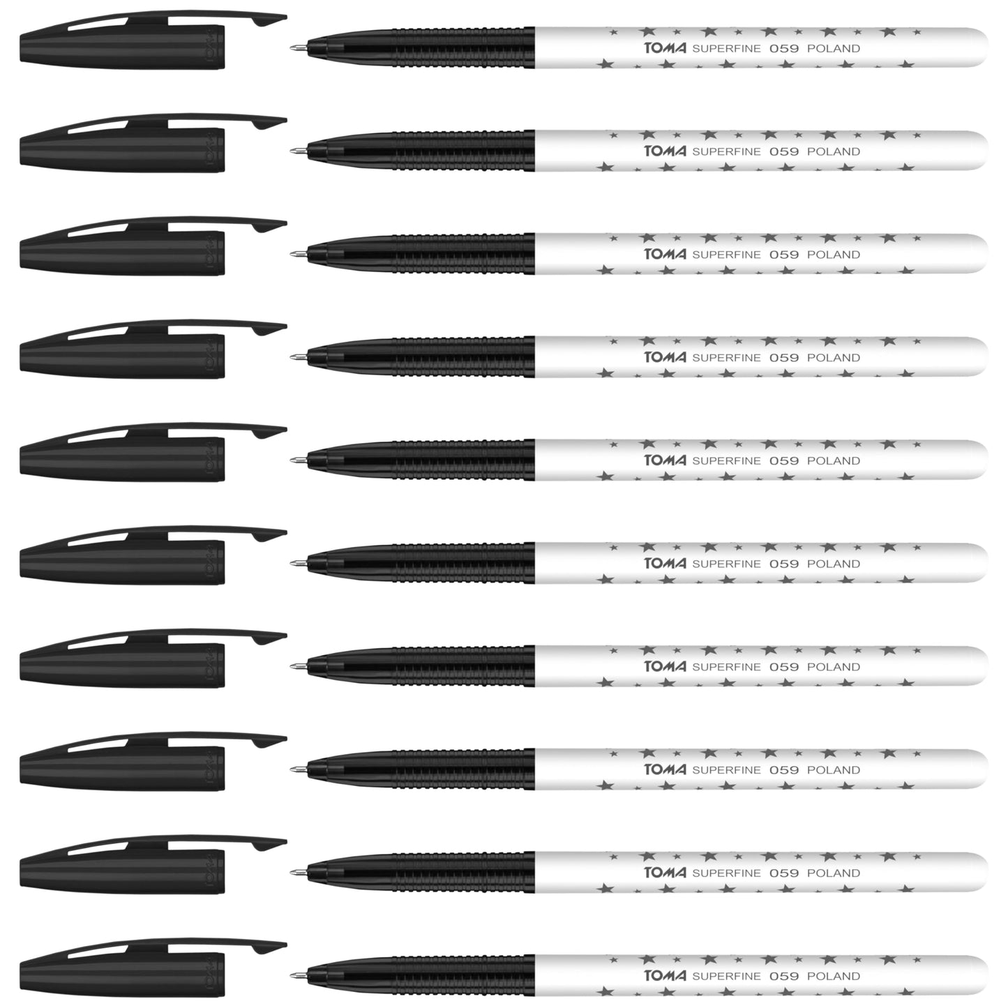 Ballpoint Pens, Smudge Free Ballpoint Pens, Extra Fine Point 0.5 mm, Ideal for School, Office, Everyday Use (Black, 10 Pens)