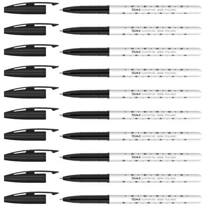 Ballpoint Pens, Smudge Free Ballpoint Pens, Extra Fine Point 0.5 mm, Ideal for School, Office, Everyday Use (Black, 10 Pens)