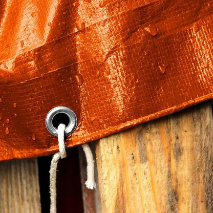 5 x 6 m Tarpaulin Cover - Orange 90GSM - Waterproof, Frost-Resistant, UV Protection, Multipurpose, Groundsheet
