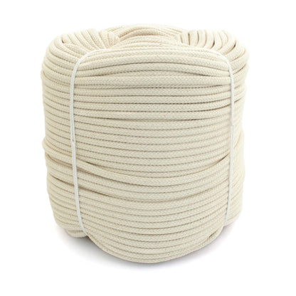 Cotton Rope, Natural Woven Cotton Thread - 10 m / 32 ft of 6 mm Thick Soft for DIY Crafts, Decking Rope, Gardening, Bundling