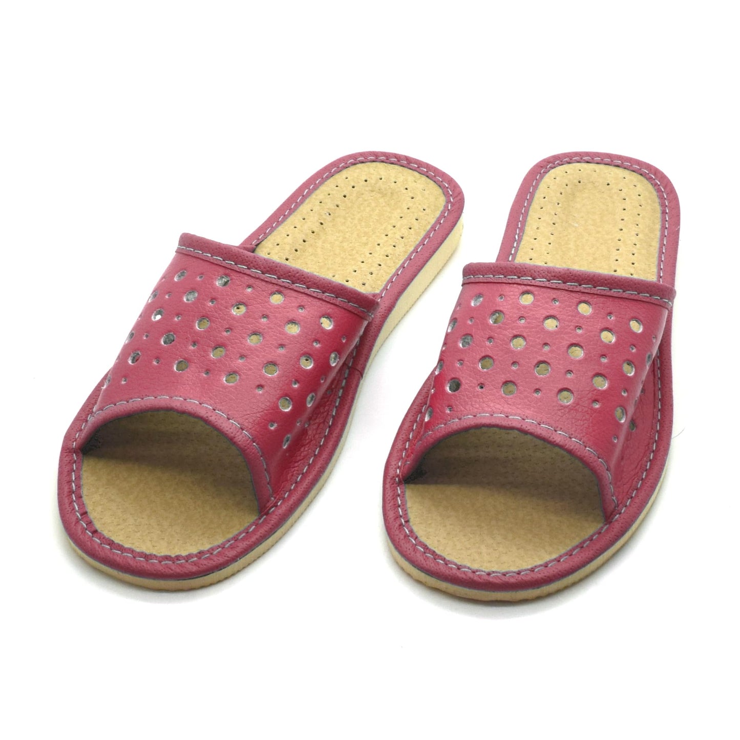 Women's Faux Leather Slippers Shoes, Open Toe Comfortable Slip-On Sandals Mules for Ladies (Pink, Size UK 6)
