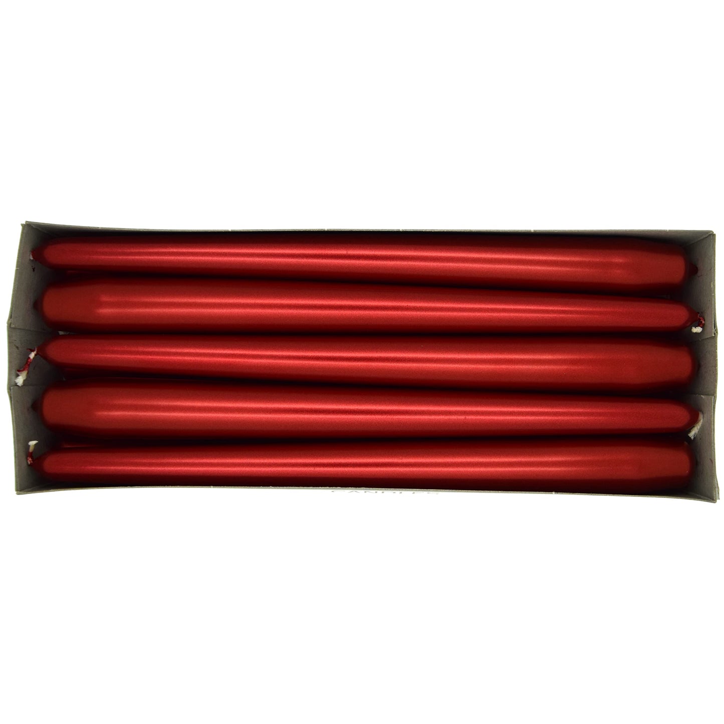 Tapered Dinner Candles, Pack of 10, Unscented, Long Burning Time, 24 cm / 19.45" (Red, Metallic)