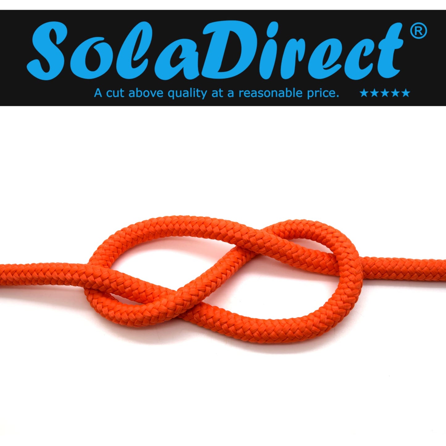 12mm x 10 metres / 32.8 ft of Orange Polypropylene Rope, Solid Braided Poly Rope Cord Twine for Boating, Yachting, Camping