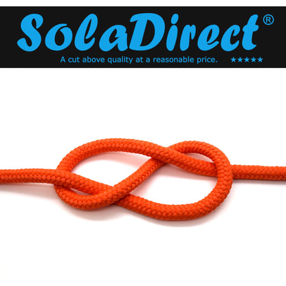 10mm x 20 metres / 65.6 ft of Orange Polypropylene Rope, Solid Braided Poly Rope Cord Twine for Boating, Yachting, Camping