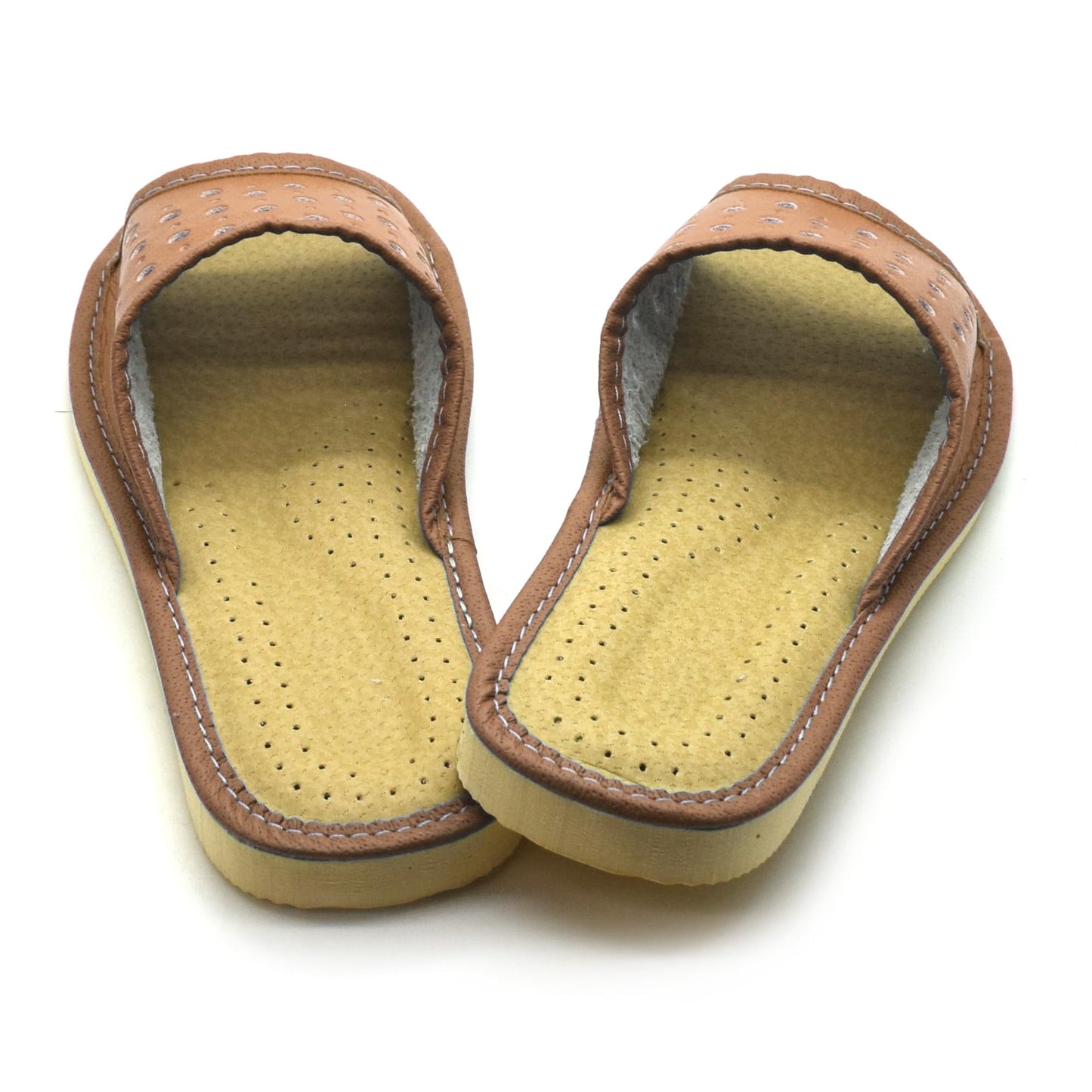Women's Faux Leather Slippers Shoes, Open Toe Comfortable Slip-On Sandals Mules for Ladies (Brown, Size UK 6)