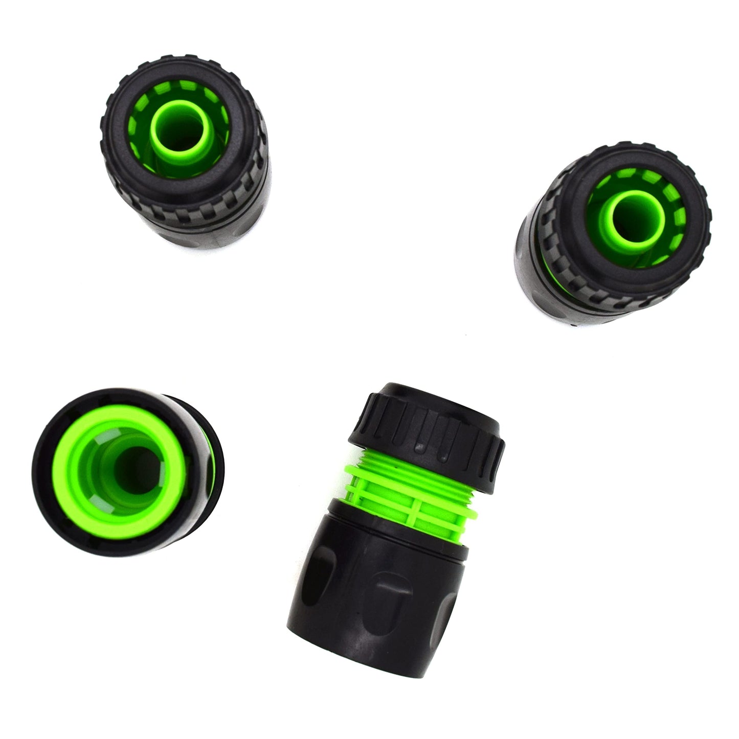 4 pack Hose End Quick Connect Fitting 1/2" Garden Hose Pipe Quick Connector (Green / Black)