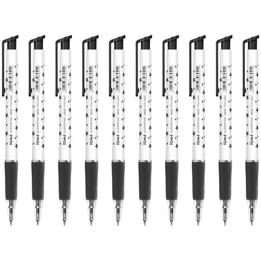 Ballpoint Pens, Retractable Smudge Free Pens, Extra Fine Point 0.5 mm, Ideal for School, Office, Everyday Use (Black, 10 Pens)