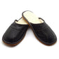 Men's Natural Leather Slippers with Warm and Cosy Fur Lining, Comfort Winter Slip On Mules (Dark Brown, Size: 7 UK / 41 EU)