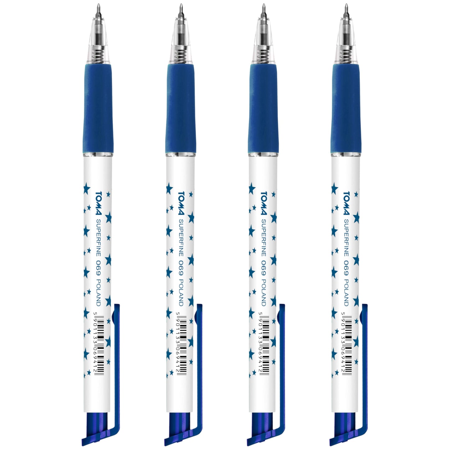 Ballpoint Pens, Retractable Smudge Free Pens, Extra Fine Point 0.5 mm, Ideal for School, Office, Everyday Use (Blue, 4 Pens)