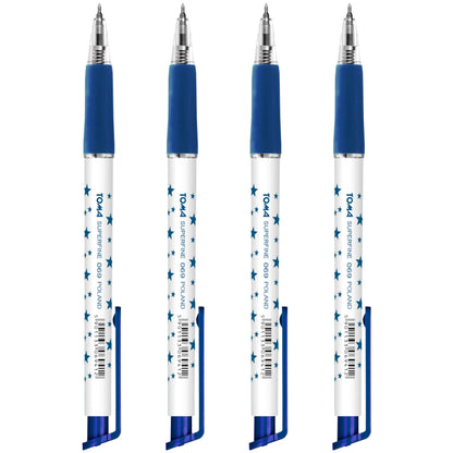 Ballpoint Pens, Retractable Smudge Free Pens, Extra Fine Point 0.5 mm, Ideal for School, Office, Everyday Use (Blue, 4 Pens)