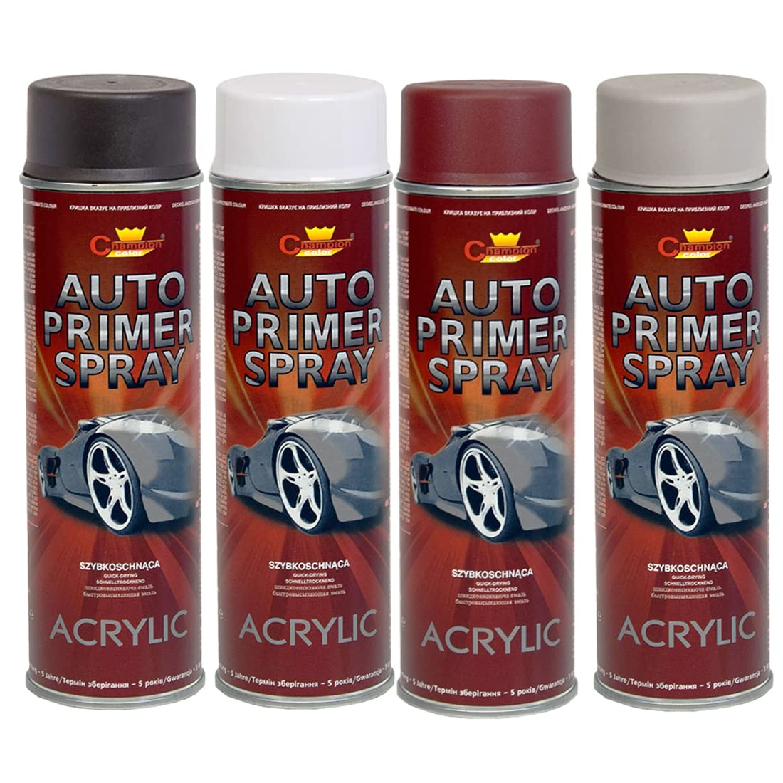 500 mL Red Acrylic Auto Primer Spray - Anti-Corrosion Undercoat for Steel and Cast Iron - for Car Body Panels, Alloy Wheels, Hub Caps and Metal Parts, Fast Drying, Hard and Flexible Base Coat
