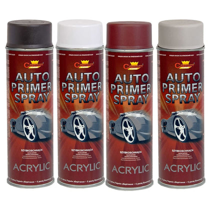 500 mL Red Acrylic Auto Primer Spray - Anti-Corrosion Undercoat for Steel and Cast Iron - for Car Body Panels, Alloy Wheels, Hub Caps and Metal Parts, Fast Drying, Hard and Flexible Base Coat