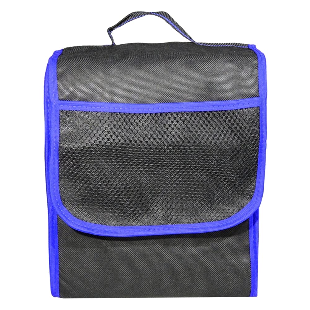 Car Boot Organiser Bag Anti Slip Foldable for Boot Storage Case Tool Bag Boot Tidy Bag, Suitable for All Vehicles, Black & Blue (S)
