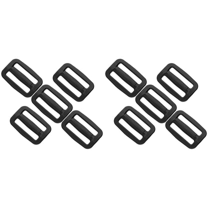 3 Bar Tri Glide Sliders Buckles Fasteners for 25 mm / 1 in Webbing Strap, Backpack, Bag - Black, Plastic (Pack of 10)