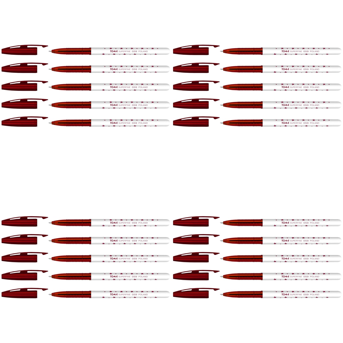 Ballpoint Pens, Smudge Free Ballpoint Pens, Extra Fine Point 0.5 mm, Ideal for School, Office, Everyday Use (Red, 20 Pens)