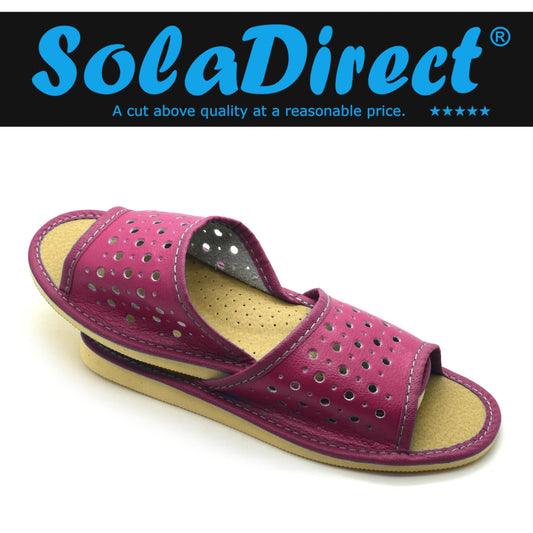 Women's Faux Leather Slippers Shoes, Open Toe Comfortable Slip-On Sandals Mules for Ladies (Purple, Size UK 5)