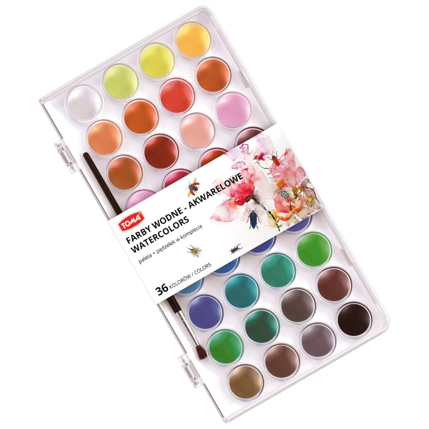 Watercolour Paint Set, 36 Vivid Colours in Case, Paintbrush Included, Ideal Watercolour Set for Artists, Amateur Hobbyists