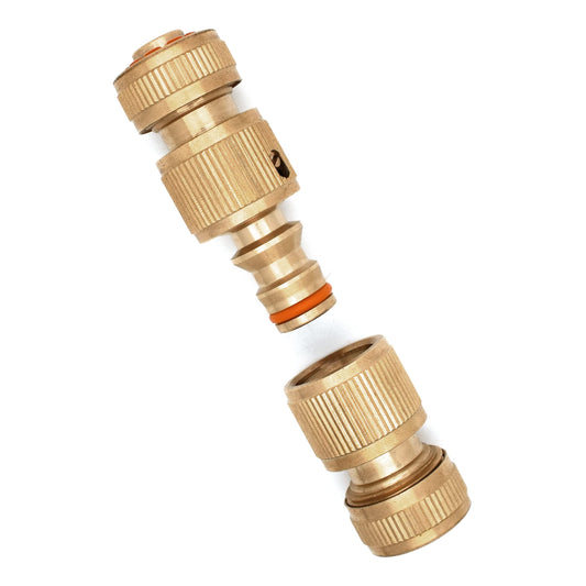Hose Fitting Repair Set 2 x Brass Garden Water Hose 1/2" Quick End Connector & 1 x Brass Double Male Hose Connector