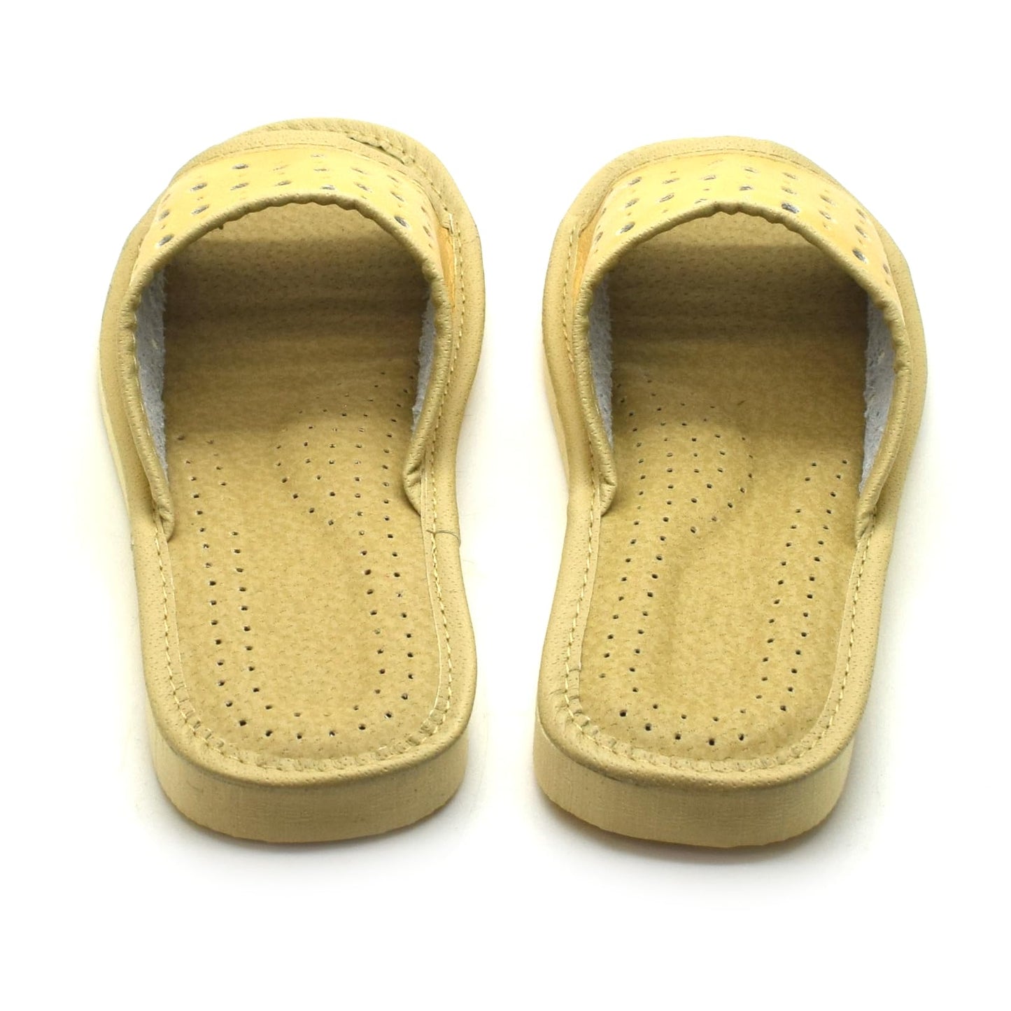 Women's Faux Leather Slippers Shoes, Open Toe Comfortable Slip-On Sandals Mules for Ladies (Beige, Size UK 4)