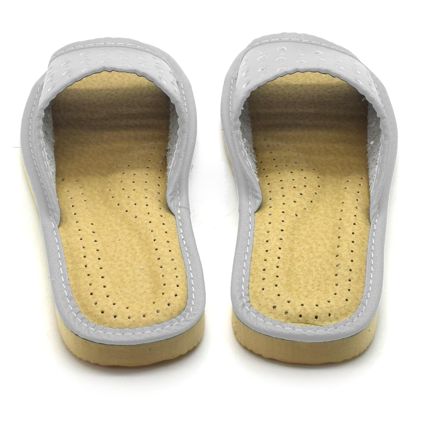 Women's Faux Leather Slippers Shoes, Open Toe Comfortable Slip-On Sandals Mules for Ladies (White, Size UK 3)