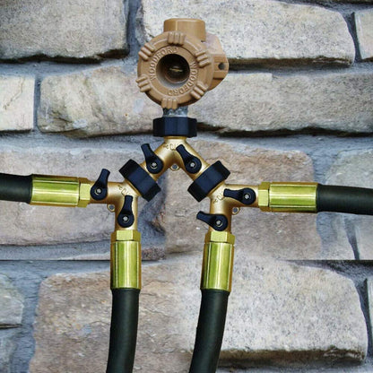 Brass Garden Hose Splitter 2-Way Y Hose Connector Adaptor with Valves