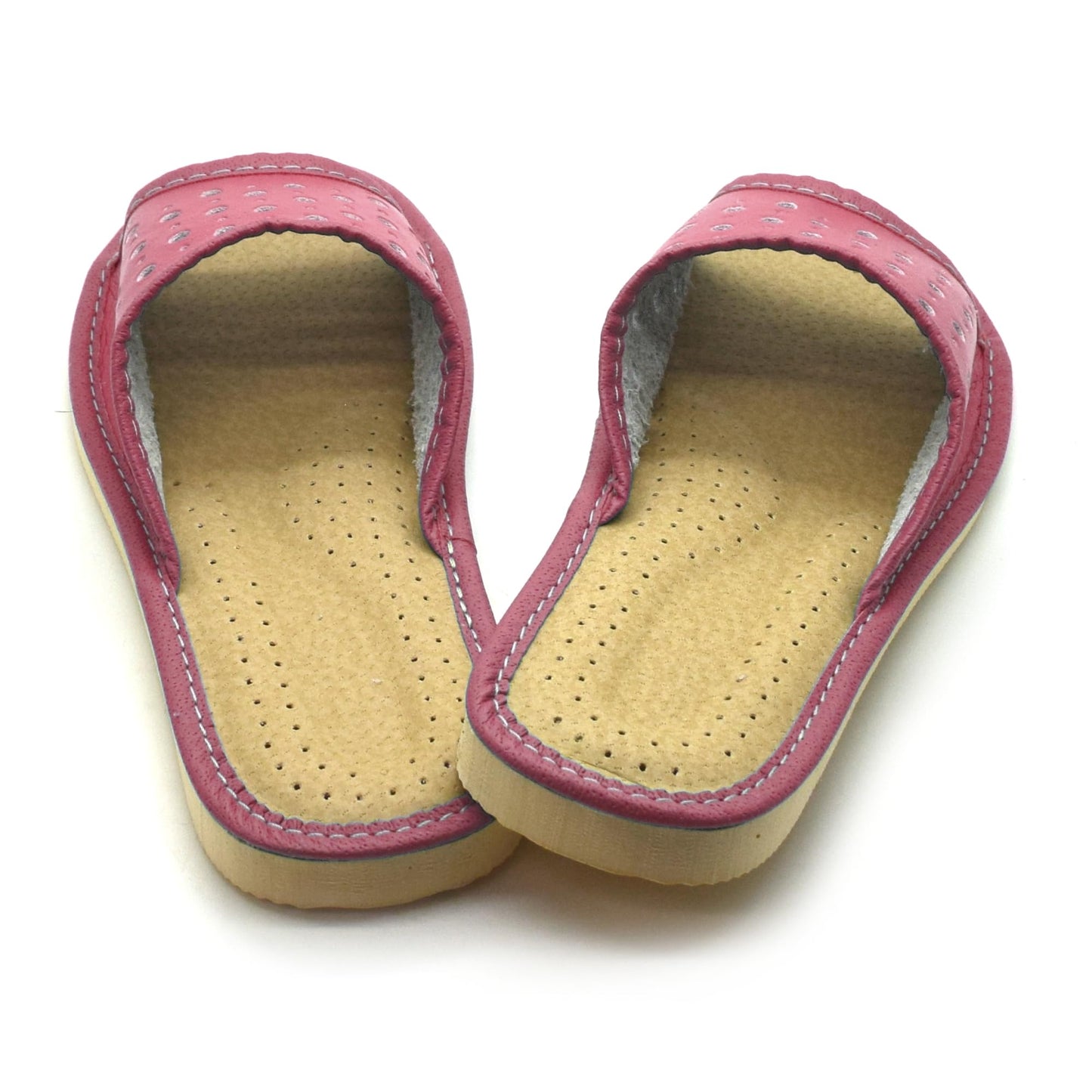Women's Faux Leather Slippers Shoes, Open Toe Comfortable Slip-On Sandals Mules for Ladies (Pink, Size UK 3)