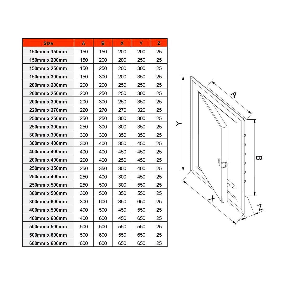 500 mm x 600 mm White Metal Access Panel with Lock Inspection Door Hatch Vision Point