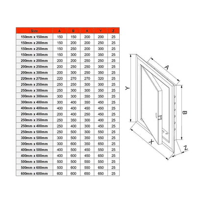 500 mm x 600 mm White Metal Access Panel with Lock Inspection Door Hatch Vision Point