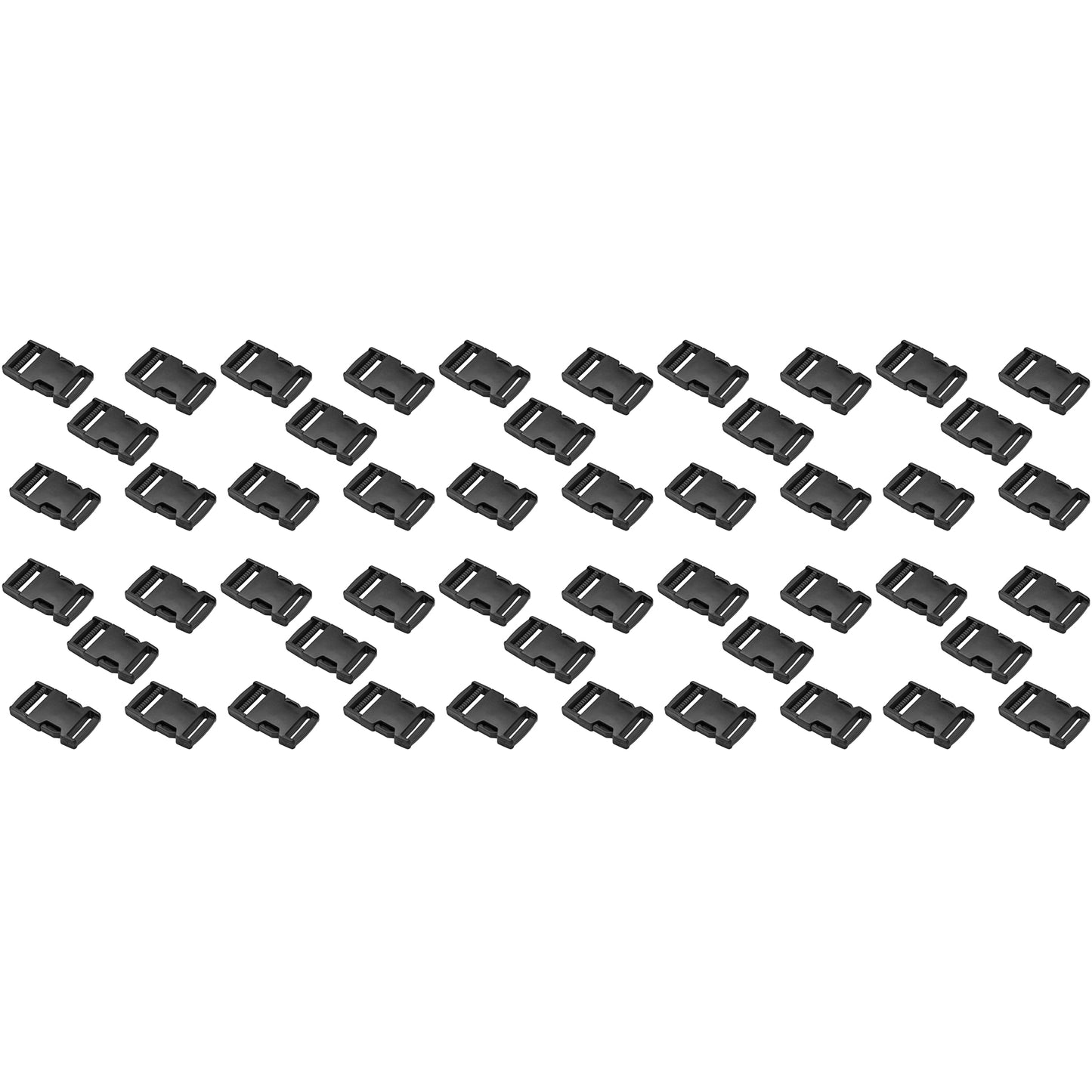 Side Release Buckles Clips for 40 mm / 1.5 inch Webbing Strap, Squeeze Fasteners, Black Delrin Plastic (Pack of 50)
