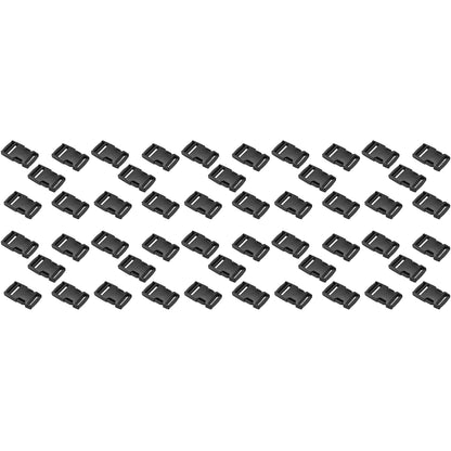 Side Release Buckles Clips for 40 mm / 1.5 inch Webbing Strap, Squeeze Fasteners, Black Delrin Plastic (Pack of 50)