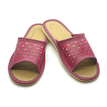 Women's Faux Leather Slippers Shoes, Open Toe Comfortable Slip-On Sandals Mules for Ladies (Pink, Size UK 8)