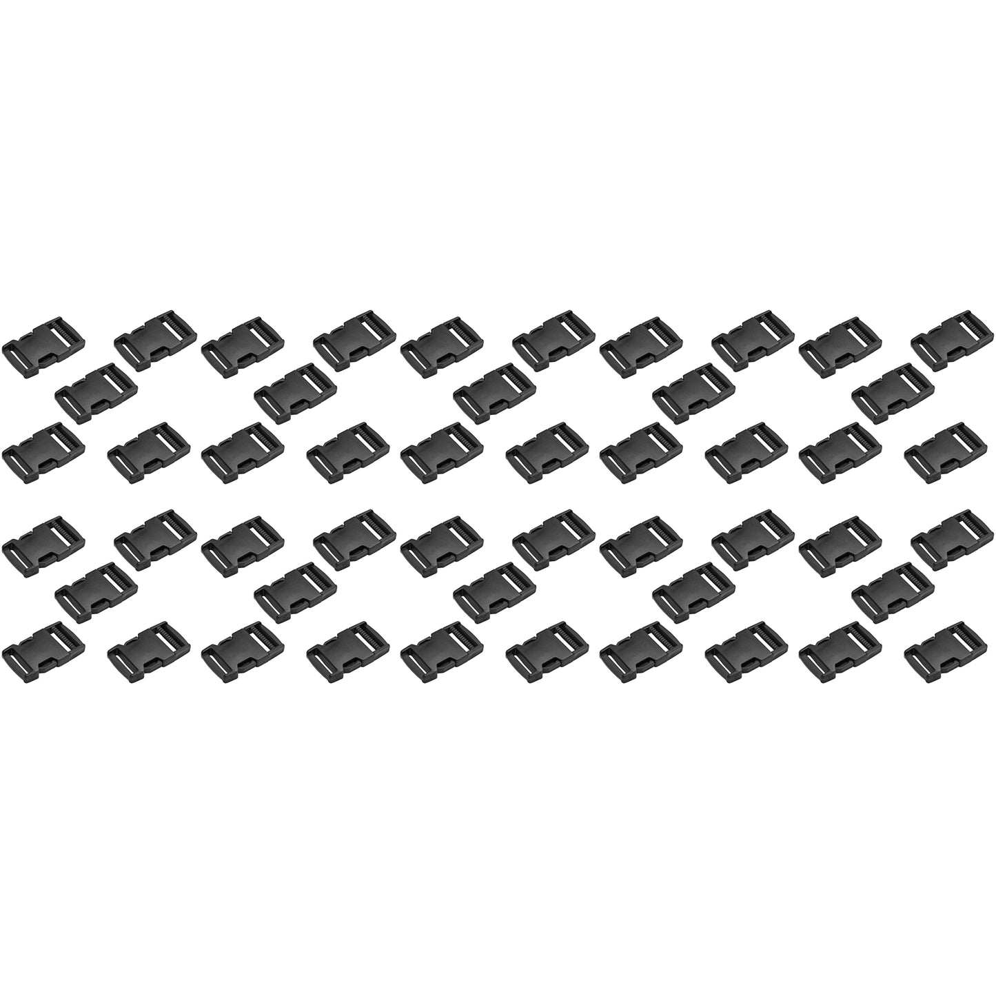 Side Release Buckles Clips for 40 mm / 1.5 inch Webbing Strap, Squeeze Fasteners, Black Delrin Plastic (Pack of 50)