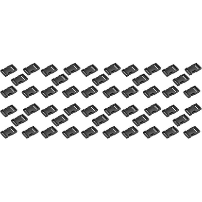 Side Release Buckles Clips for 40 mm / 1.5 inch Webbing Strap, Squeeze Fasteners, Black Delrin Plastic (Pack of 50)