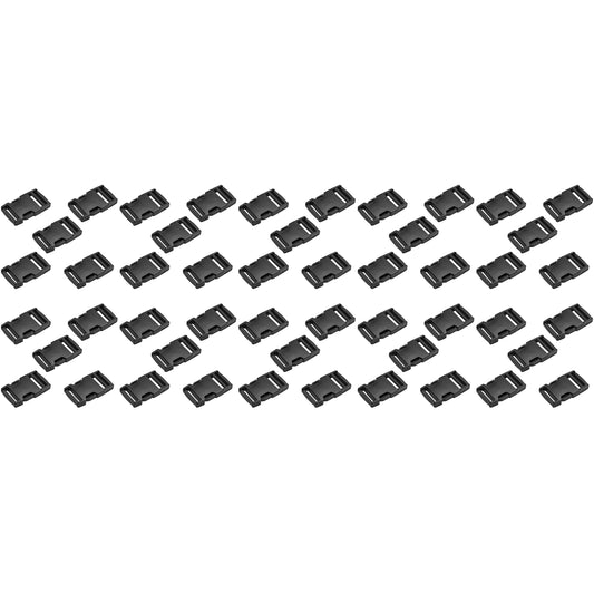 Side Release Buckles Clips for 40 mm / 1.5 inch Webbing Strap, Squeeze Fasteners, Black Delrin Plastic (Pack of 50)