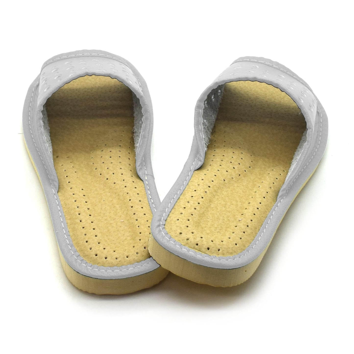 Women's Faux Leather Slippers Shoes, Open Toe Comfortable Slip-On Sandals Mules for Ladies (White, Size UK 5)