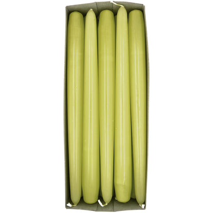 Tapered Dinner Candles, Pack of 10, Unscented, Long Burning Time, 24 cm / 19.45" (Pistachio, Varnished)