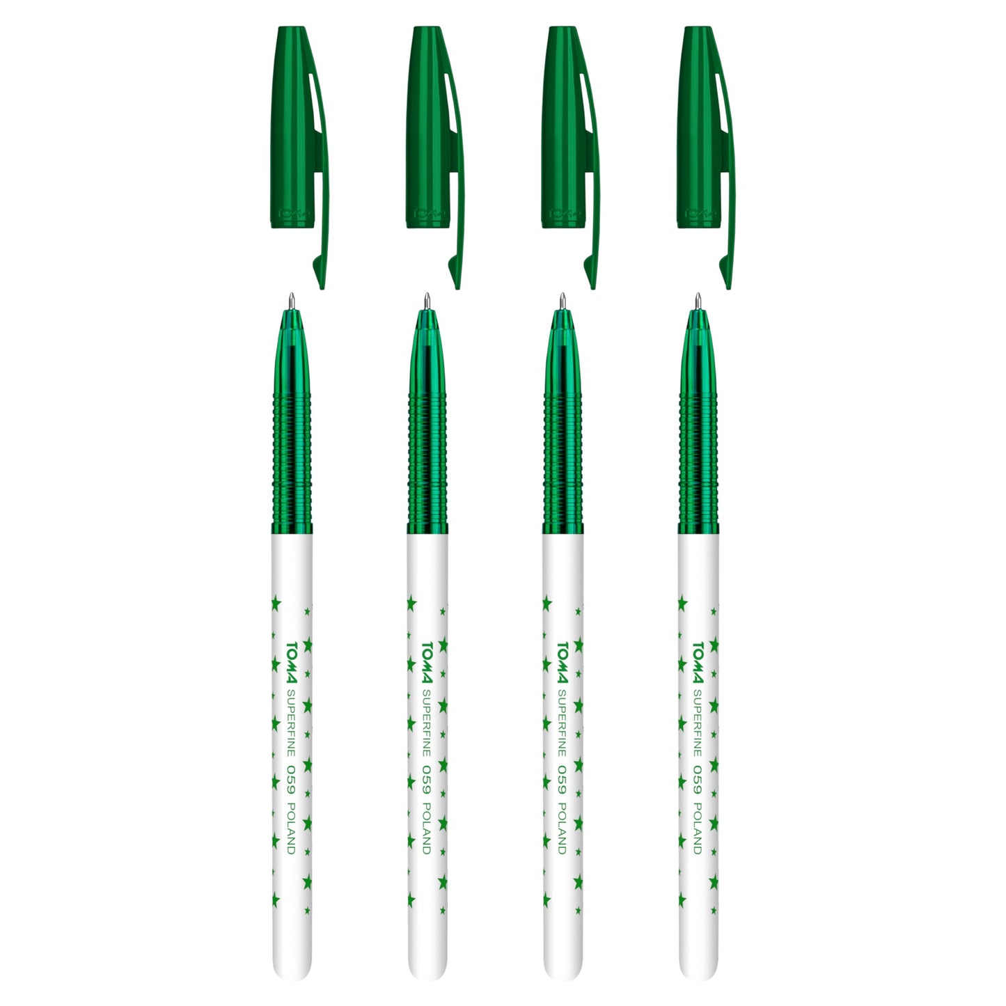 Ballpoint Pens, Smudge Free Ballpoint Pens, Extra Fine Point 0.5 mm, Ideal for School, Office, Everyday Use (Green, 4 Pens)