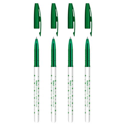 Ballpoint Pens, Smudge Free Ballpoint Pens, Extra Fine Point 0.5 mm, Ideal for School, Office, Everyday Use (Green, 4 Pens)