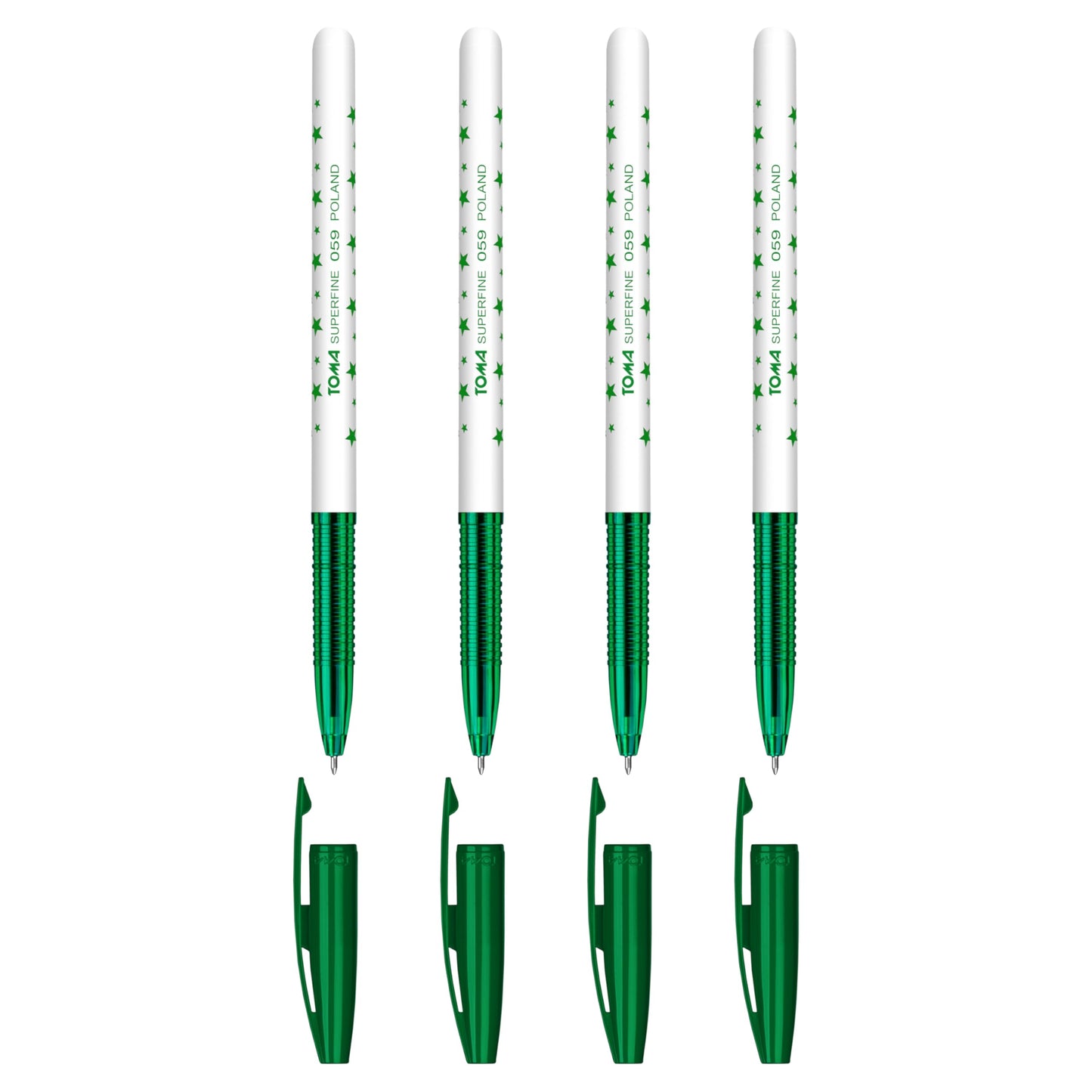 Ballpoint Pens, Smudge Free Ballpoint Pens, Extra Fine Point 0.5 mm, Ideal for School, Office, Everyday Use (Green, 4 Pens)