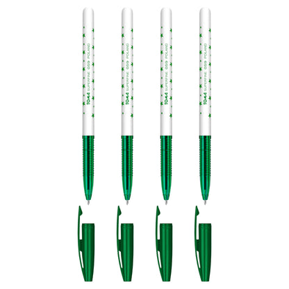 Ballpoint Pens, Smudge Free Ballpoint Pens, Extra Fine Point 0.5 mm, Ideal for School, Office, Everyday Use (Green, 4 Pens)