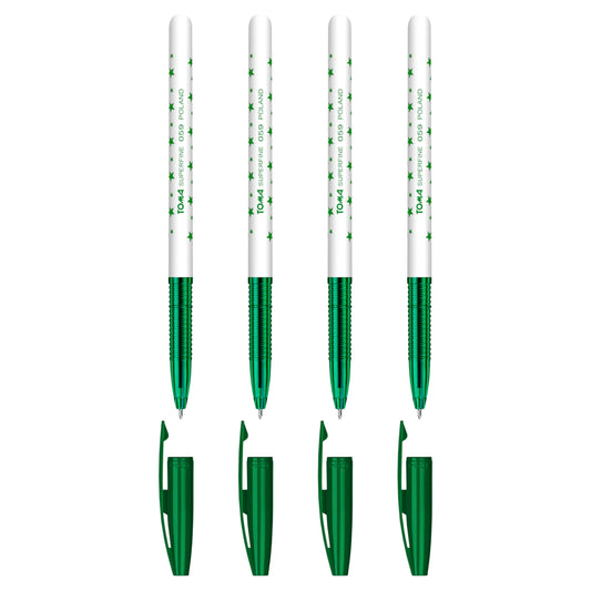 Ballpoint Pens, Smudge Free Ballpoint Pens, Extra Fine Point 0.5 mm, Ideal for School, Office, Everyday Use (Green, 4 Pens)