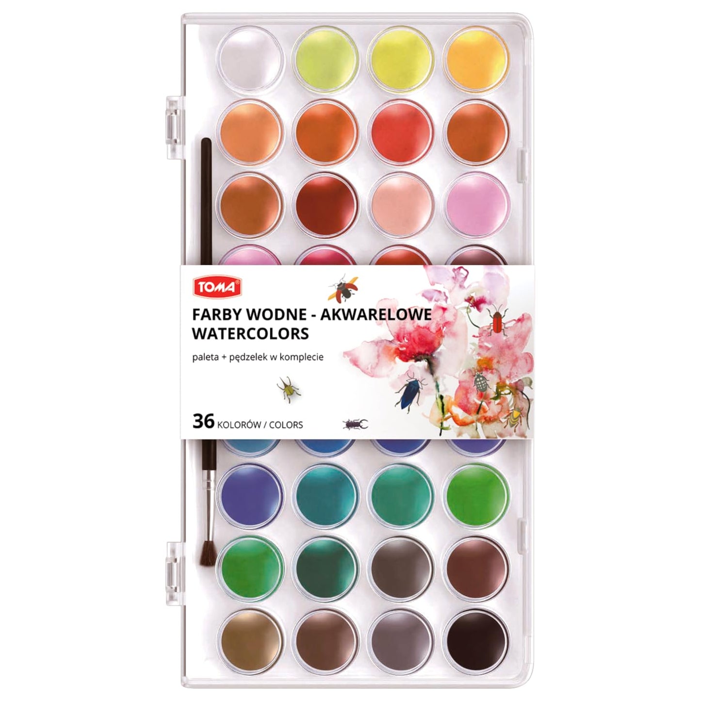 Watercolour Paint Set, 36 Vivid Colours in Case, Paintbrush Included, Ideal Watercolour Set for Artists, Amateur Hobbyists