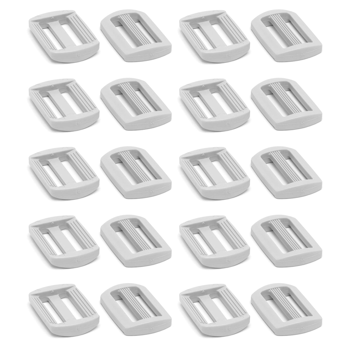 3 Bar Tri Glide Sliders Buckles Fasteners for 25 mm / 1 in Webbing Strap, Backpack, Bag - White, Plastic (Pack of 20)