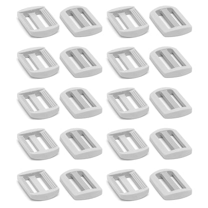 3 Bar Tri Glide Sliders Buckles Fasteners for 25 mm / 1 in Webbing Strap, Backpack, Bag - White, Plastic (Pack of 20)