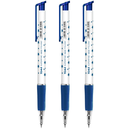 Ballpoint Pens, Retractable Smudge Free Pens, Extra Fine Point 0.5 mm, Ideal for School, Office, Everyday Use (Blue, 3 Pens)