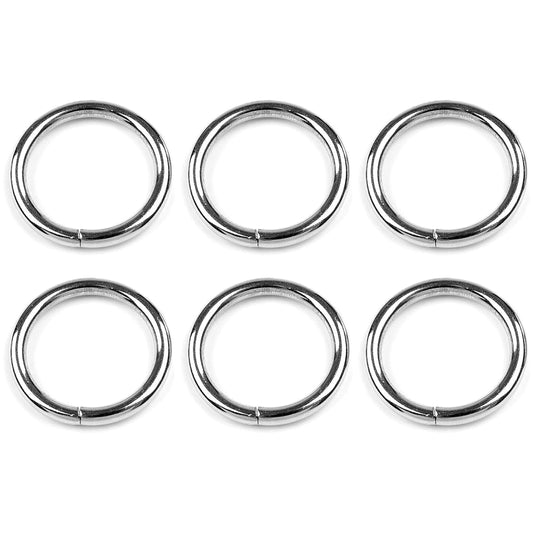 6 Pcs Buckles Set for 25 mm / 1" Webbing Strap, 6 x O Rings, Metal, Silver, Bag Making, Accessories, Straps, DIY, Crafts