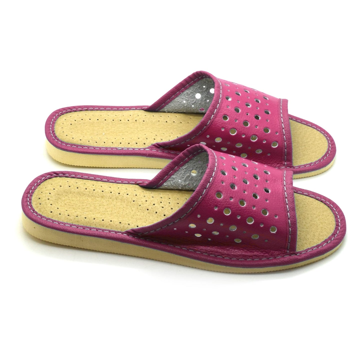 Women's Faux Leather Slippers Shoes, Open Toe Comfortable Slip-On Sandals Mules for Ladies (Purple, Size UK 3)