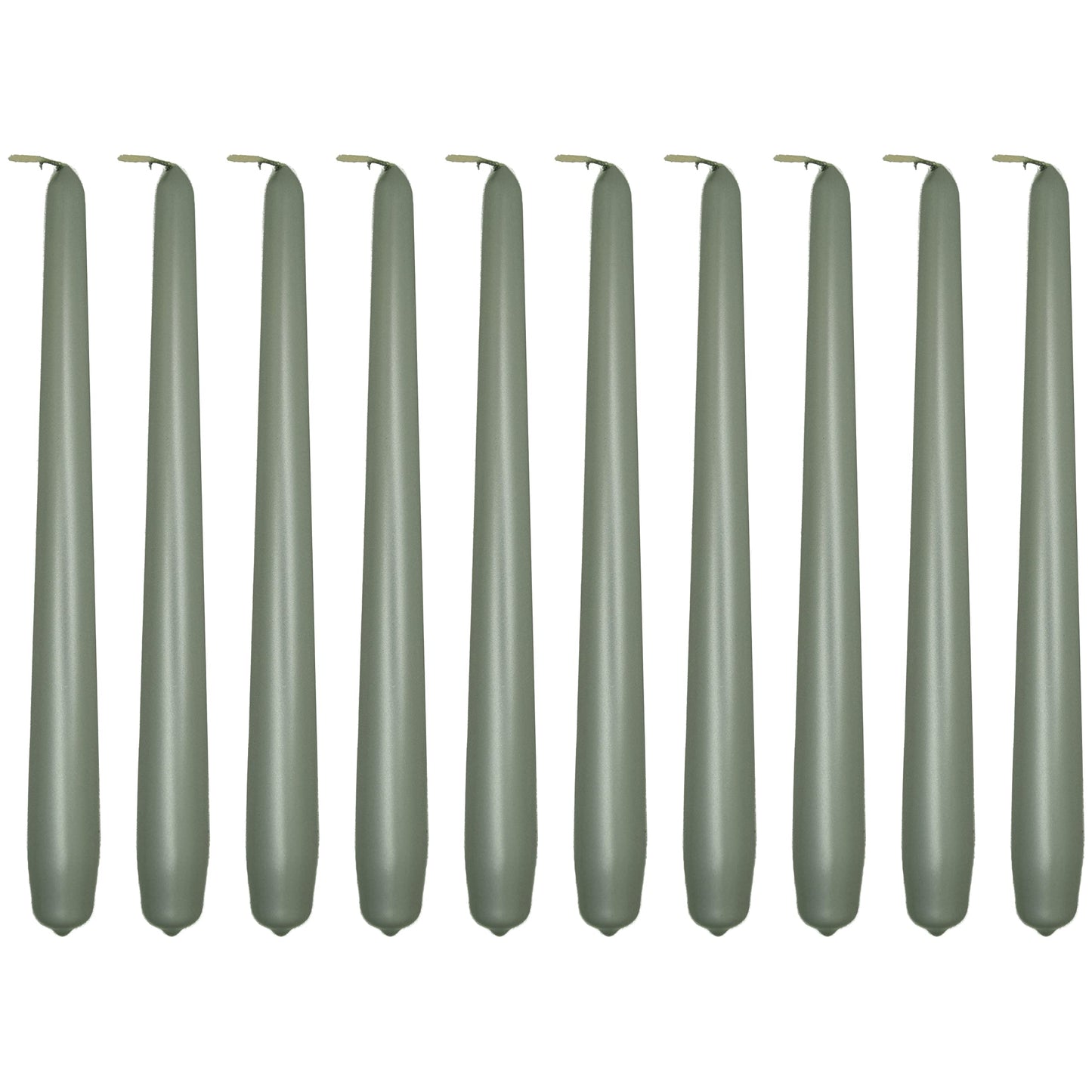 Tapered Dinner Candles, Pack of 10, Unscented, Long Burning Time, 24 cm / 19.45" (Silver, Metallic)